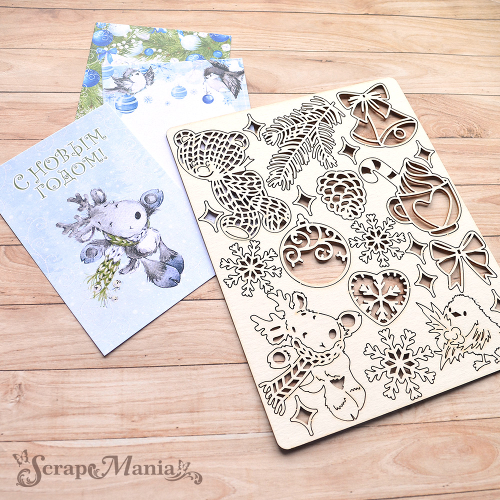 Чипборд "Волшебный снегопад. Медвежонок" (ScrapMania)