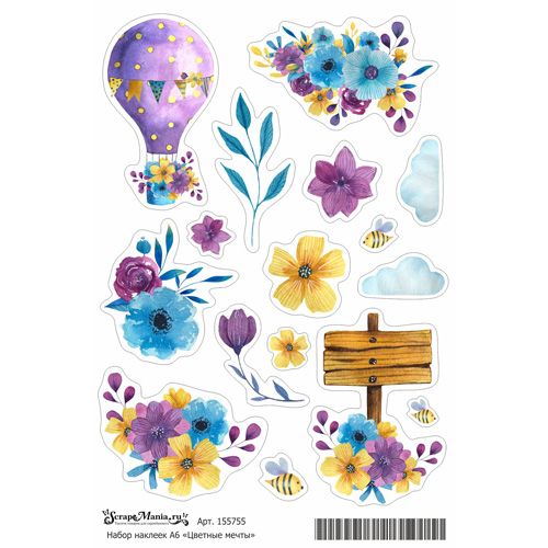 Набор наклеек А6 "Цветные мечты" (ScrapMania)