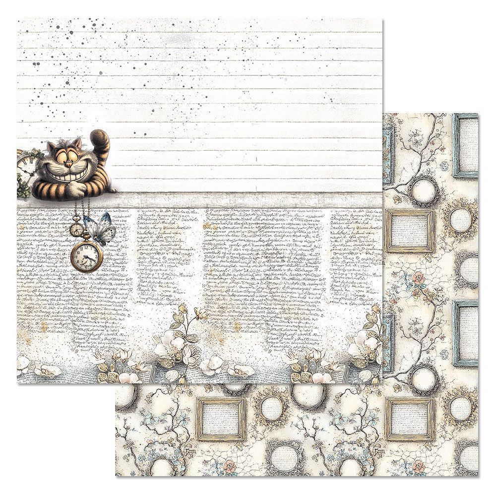 Набор бумаги 20х20 см "Алиса и Чеширский кот", 12 листов (ScrapMania)