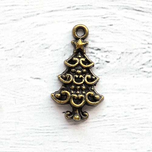 Подвеска металлическая "Елка кудрявая", цвет бронза