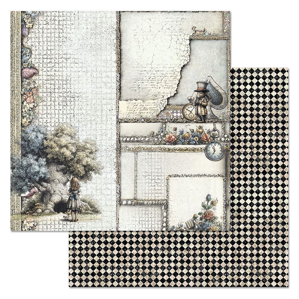 Набор бумаги 20х20 см "Алиса и Чеширский кот", 12 листов (ScrapMania)