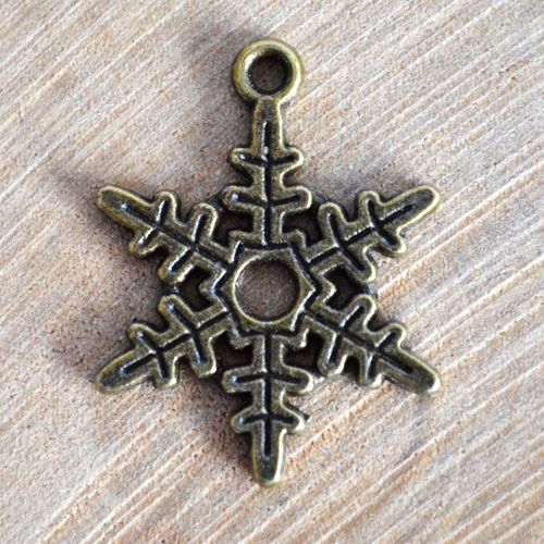 Подвеска металлическая "Снежинка простая", цвет бронзовый
