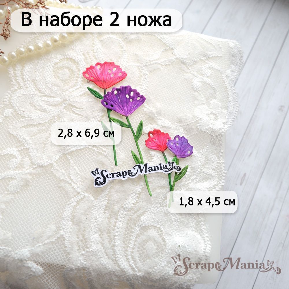 Нож "Длинные растения. Цветок эустомы", 2,8х6,9 см (ScrapMania)
