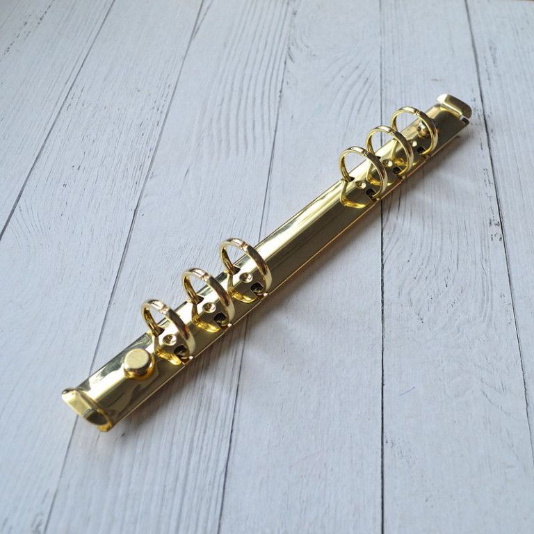 Кольцевой механизм с триггером и 2 винтами, 6 колец диаметром 2 см, длина 22,5 см, цвет золото (Китай)