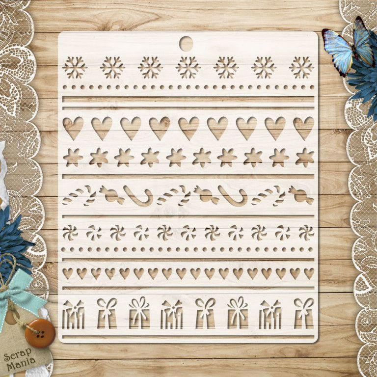 Трафарет 15х18 см "Снеговички. Зимний орнамент" (ScrapMania)