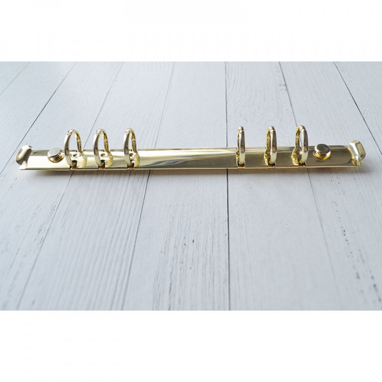 Кольцевой механизм с триггером и 2 винтами, 6 колец диаметром 2 см, длина 22,5 см, цвет золото (Китай)