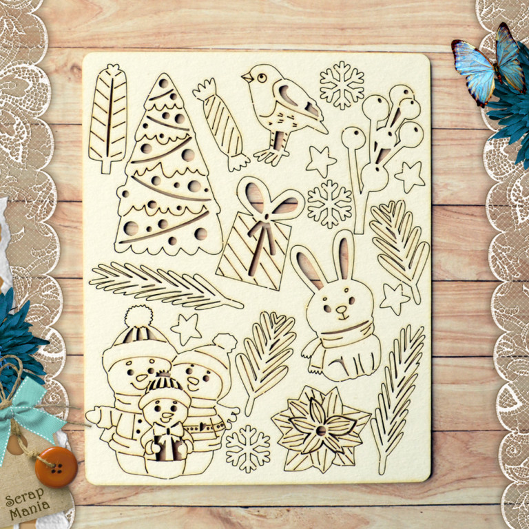 Чипборд "Снеговички. Зайчик" (ScrapMania)