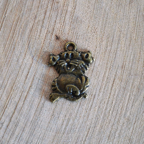 Подвеска металлическая "Веселый кот", цвет бронзовый