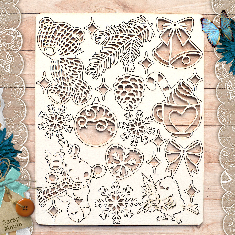 Чипборд "Волшебный снегопад. Медвежонок" (ScrapMania)