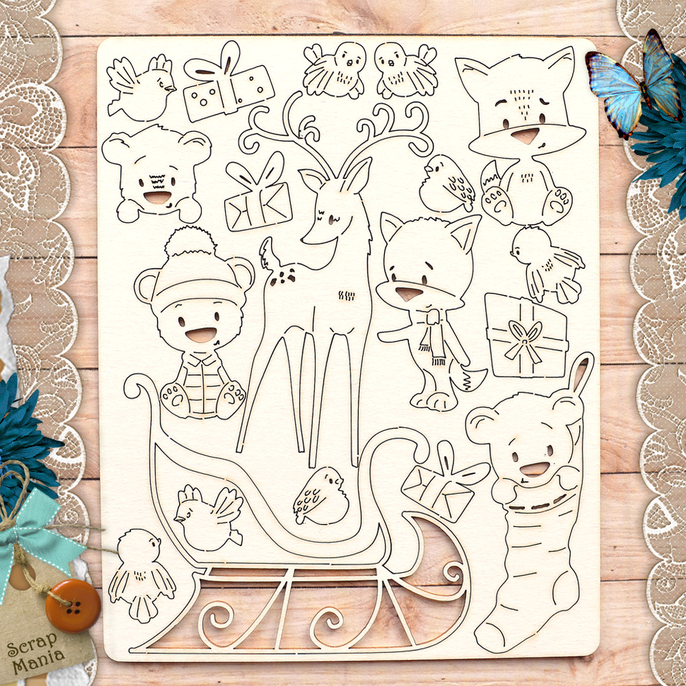Чипборд "Новогодняя Ванилька. Зверята" (ScrapMania)