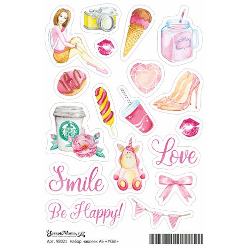 Набор наклеек А6 "#Girl" (Scrapmania)