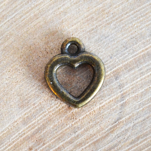Подвеска металлическая "Сердечко", цвет бронзовый