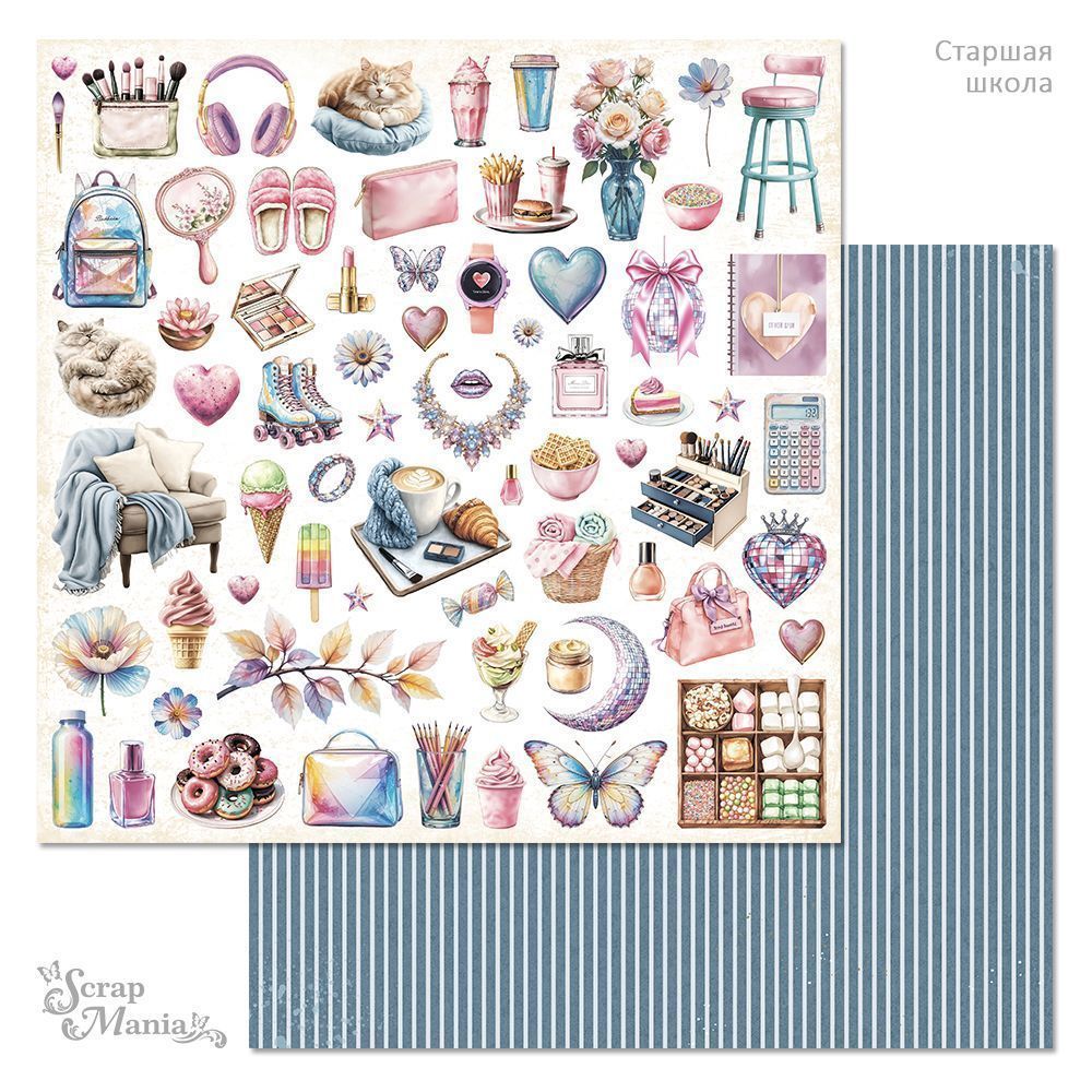 Набор бумаги 20х20 см "Старшая школа", 12 листов (ScrapMania)