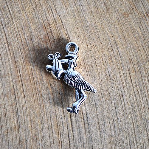 Подвеска металлическая "Аист", цвет серебряный