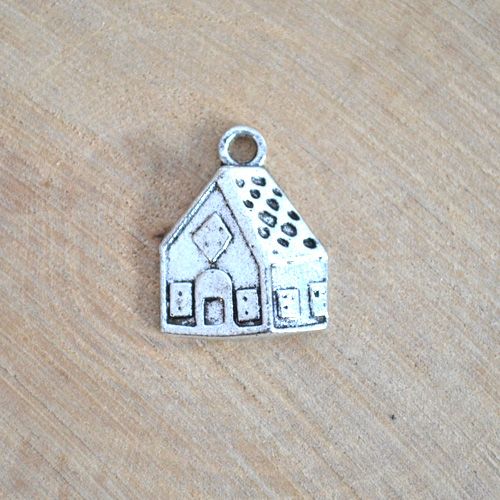 Подвеска металлическая "Домик", цвет серебряный