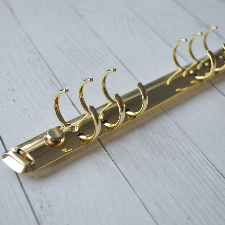 Кольцевой механизм с триггером и 2 винтами, 6 колец диаметром 2 см, длина 22,5 см, цвет золото (Китай)