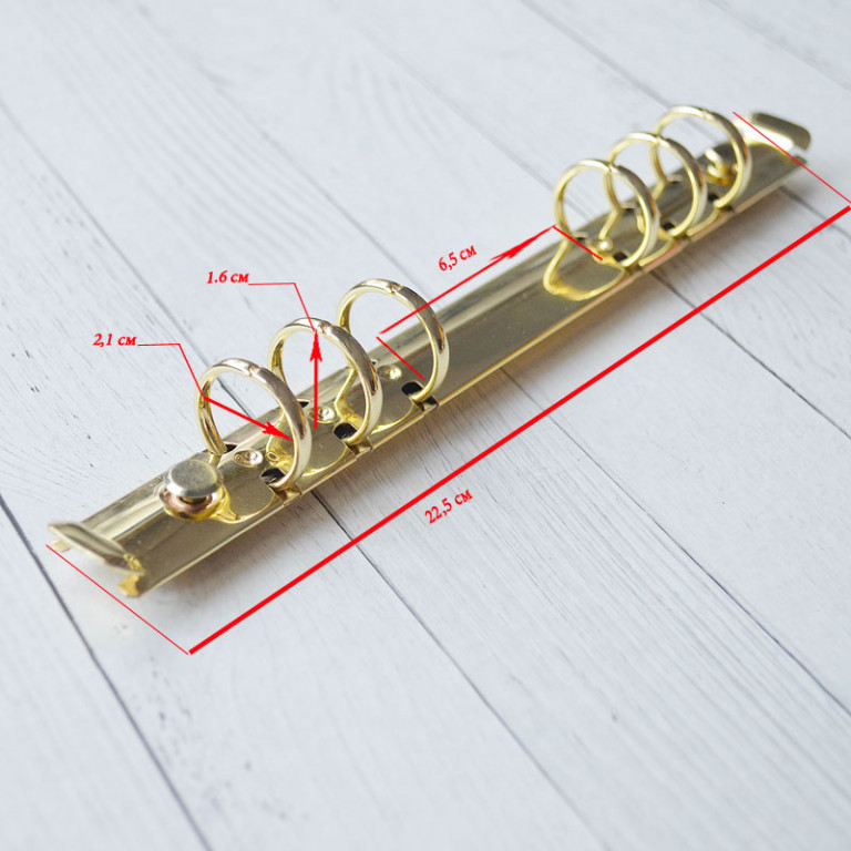 Кольцевой механизм с триггером и 2 винтами, 6 колец диаметром 2 см, длина 22,5 см, цвет золото (Китай)