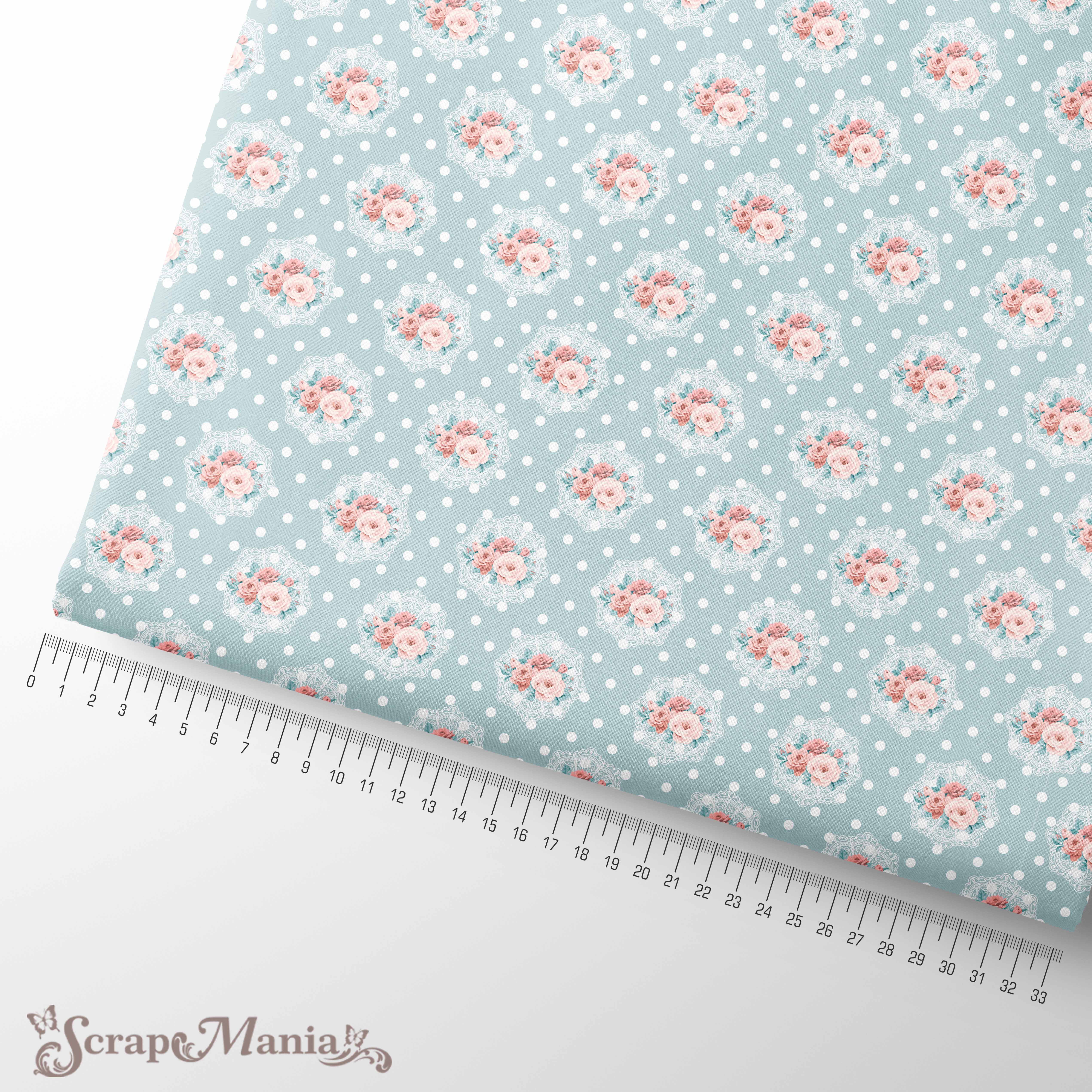 Отрез ткани 75х50 см "МурТильда. Букеты на голубом" (ScrapMania)