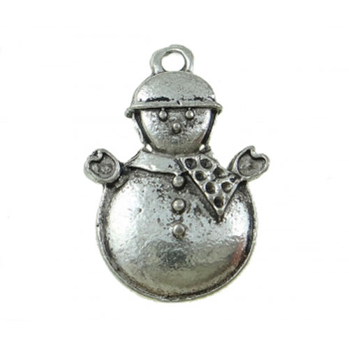 Подвеска металлическая "Снеговик", цвет античное серебро
