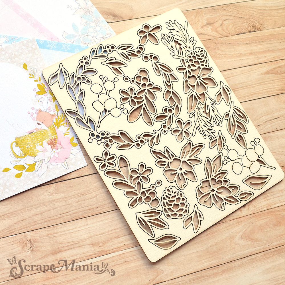 Чипборд "Новогодняя Ванилька. Цветы" (ScrapMania)